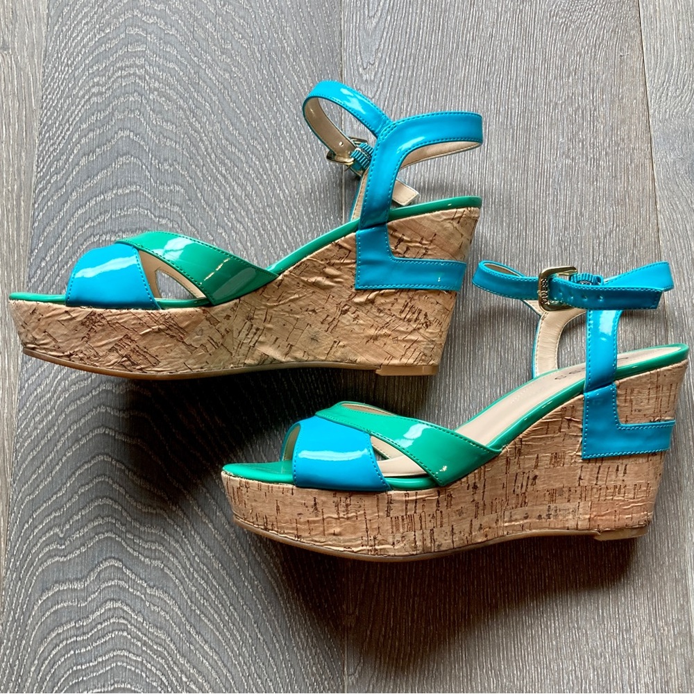 Guess Two-Color Platform Wedge Sandals With Ankle… - image 4